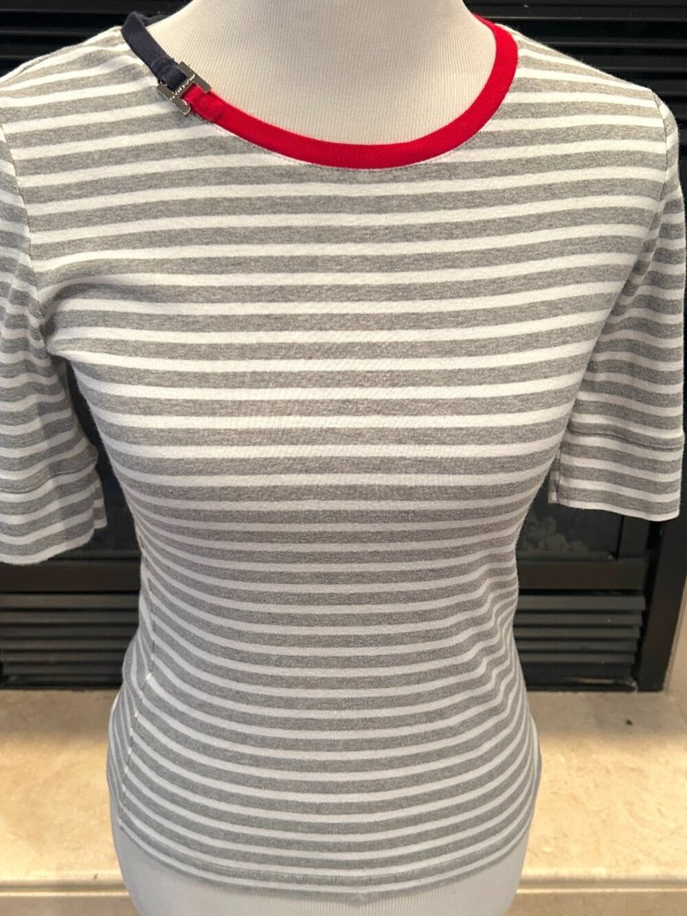 Tommy Hilfiger Gray Striped Pattern with Silver Logo